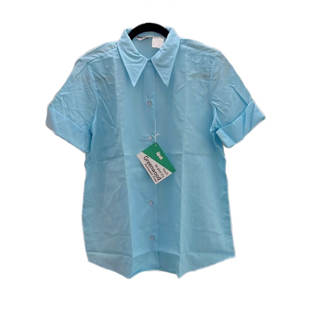 Vintage Uniform Blouse short sleeve light blue with tag size 38